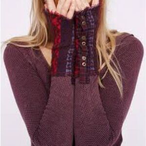 FREE PEOPLE ART SCHOOL CUFF THERMAL TOP M NWOT